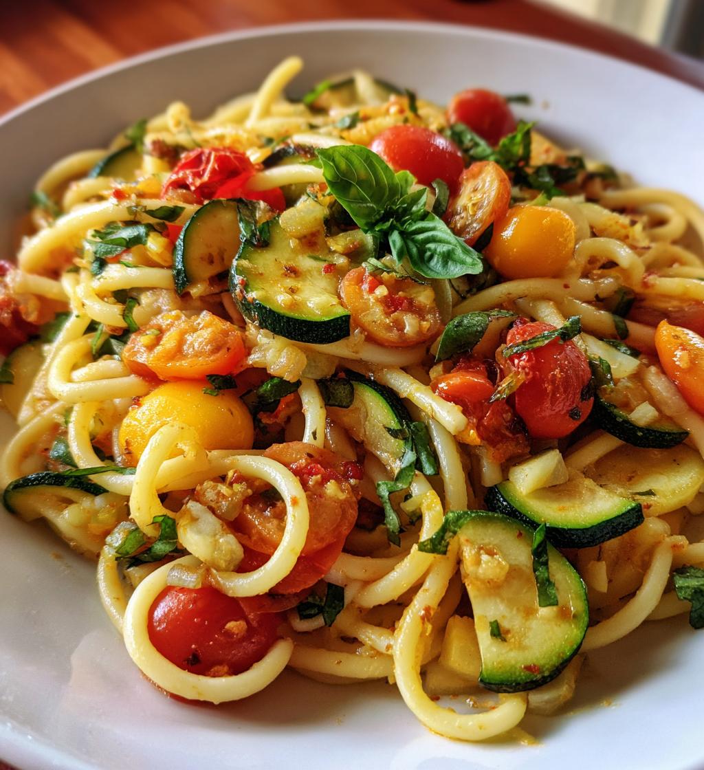 tomato zucchini pasta - detail 1