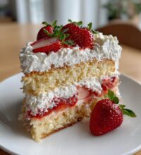triple layer strawberry cake
