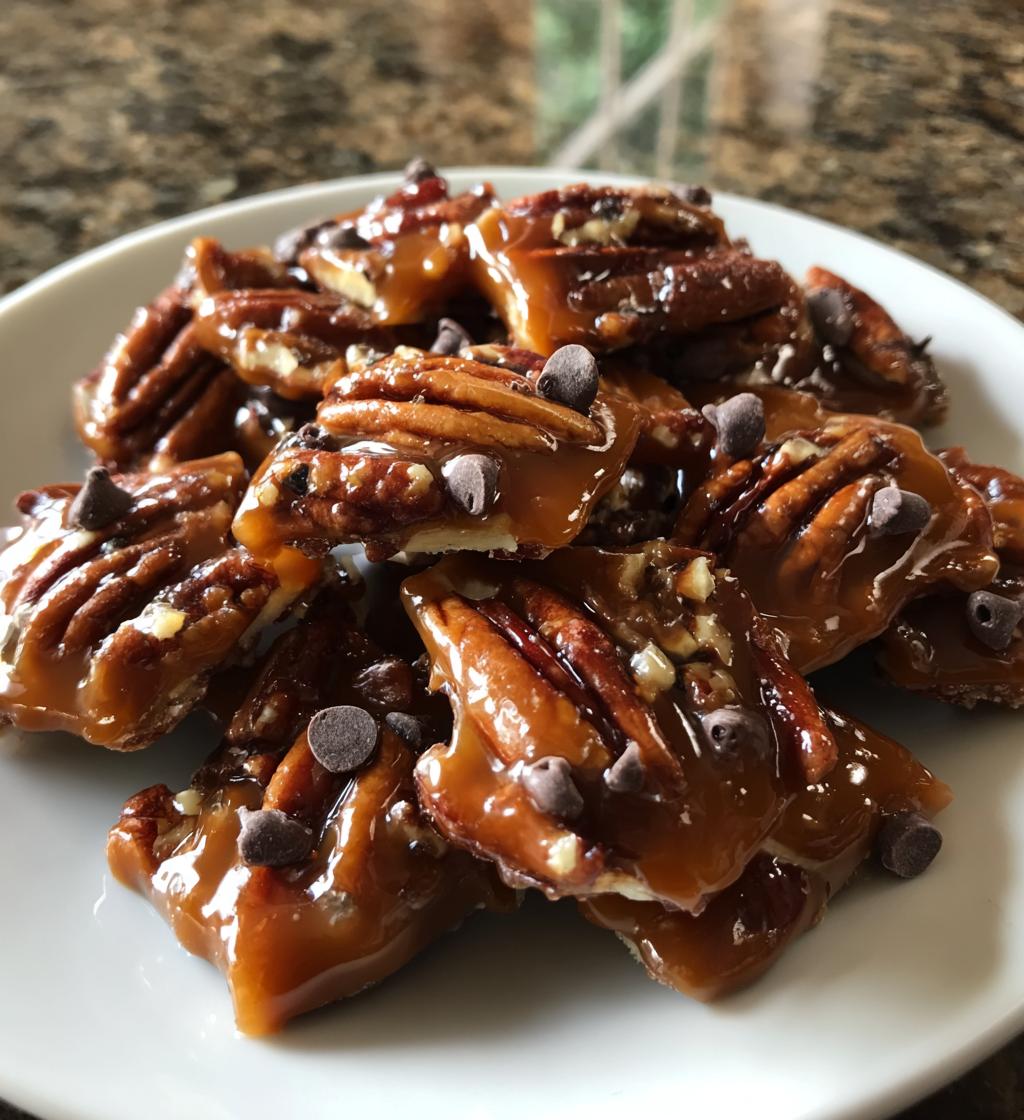 turtle candy with pecans and caramel