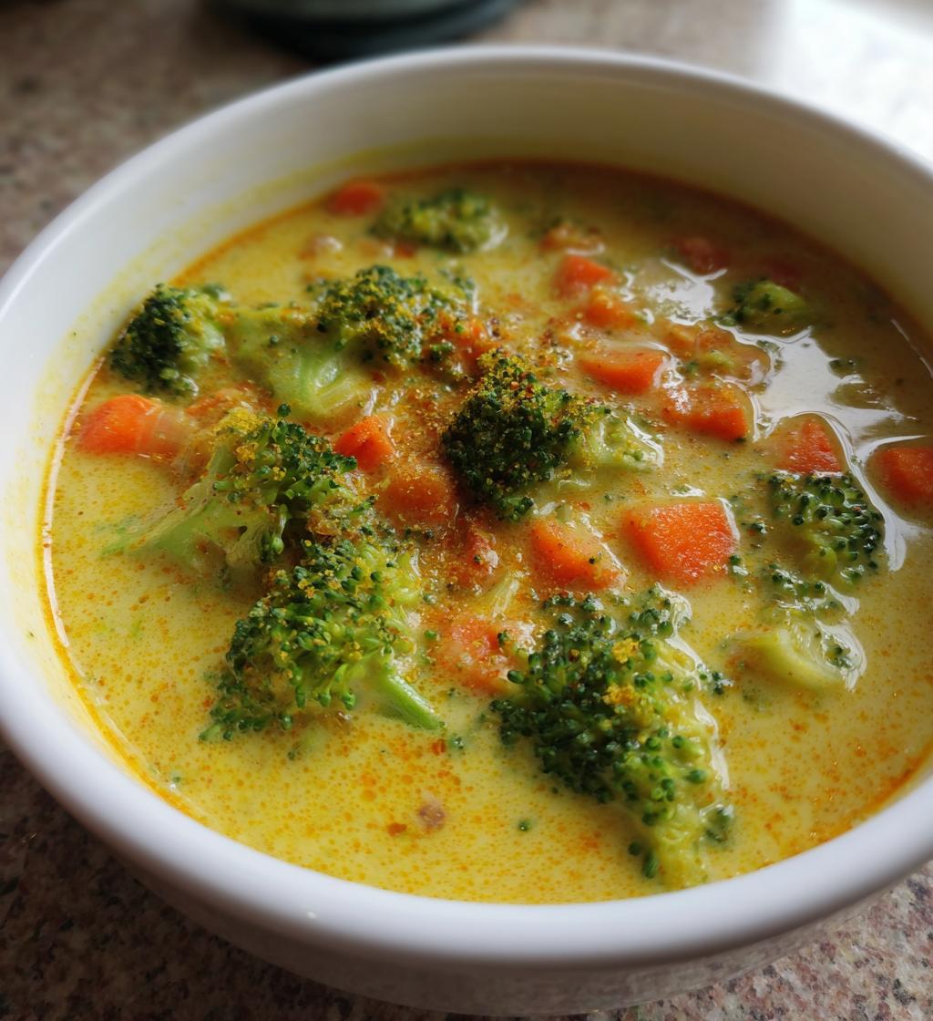 vegan broccoli cheddar soup - detail 1
