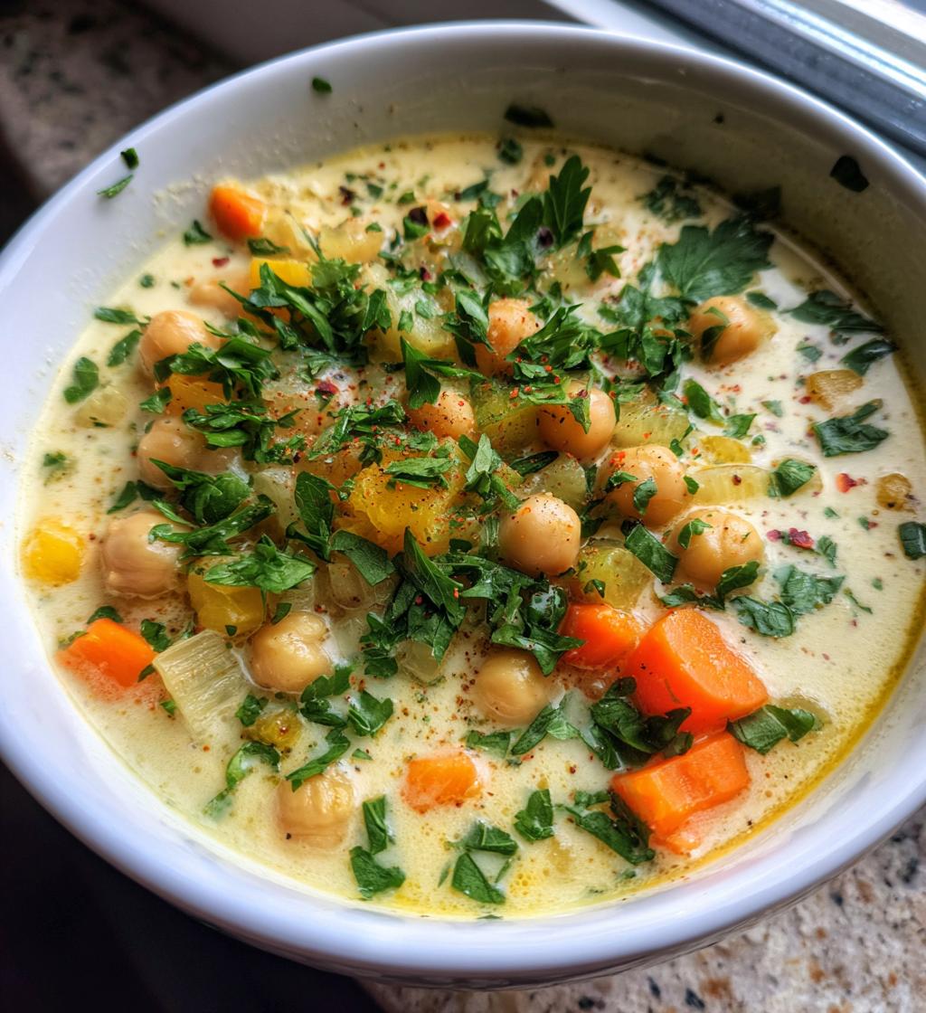 vegan garlic chickpea soup recipe