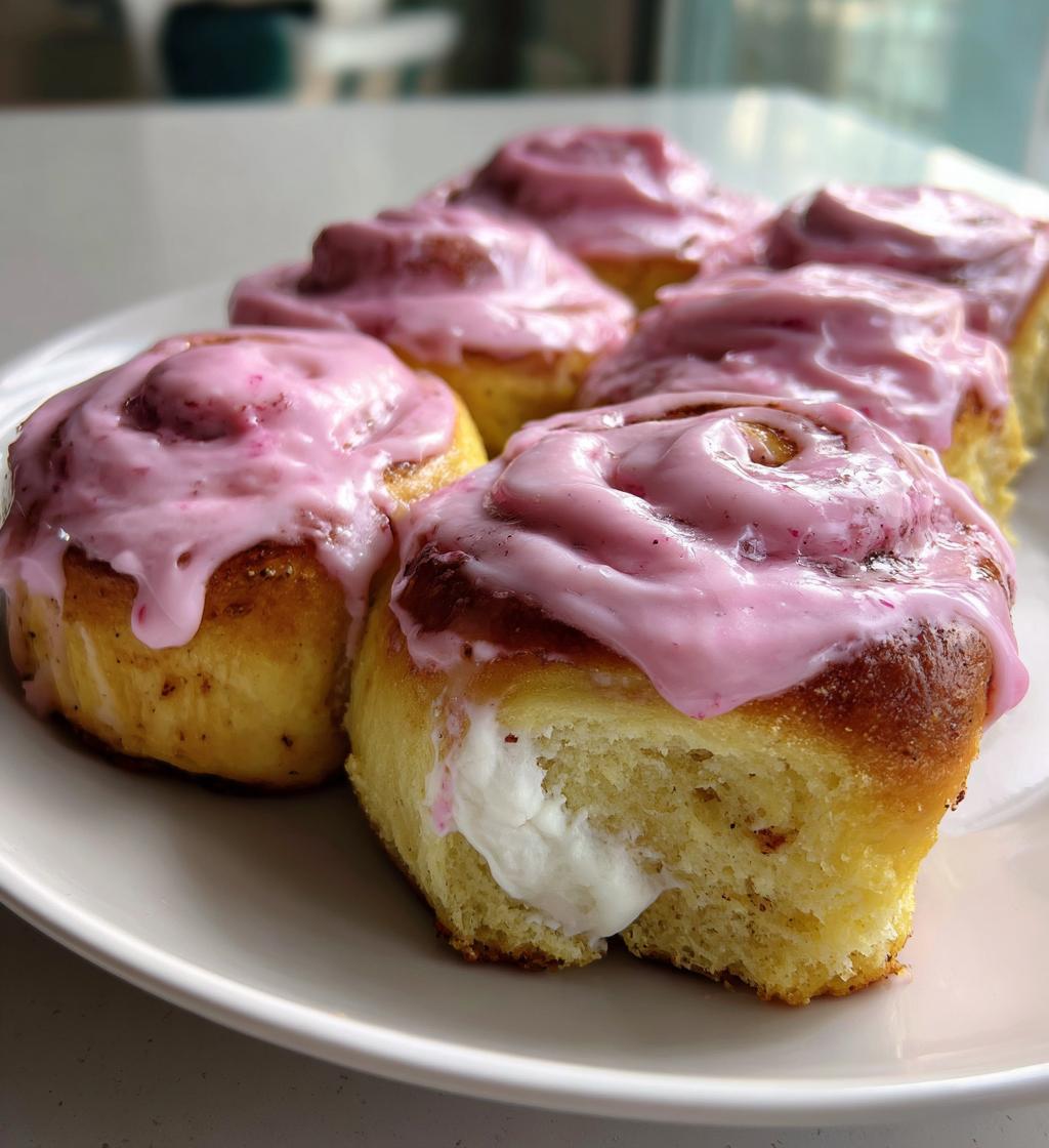 vegan pink cinnamon rolls - detail 1