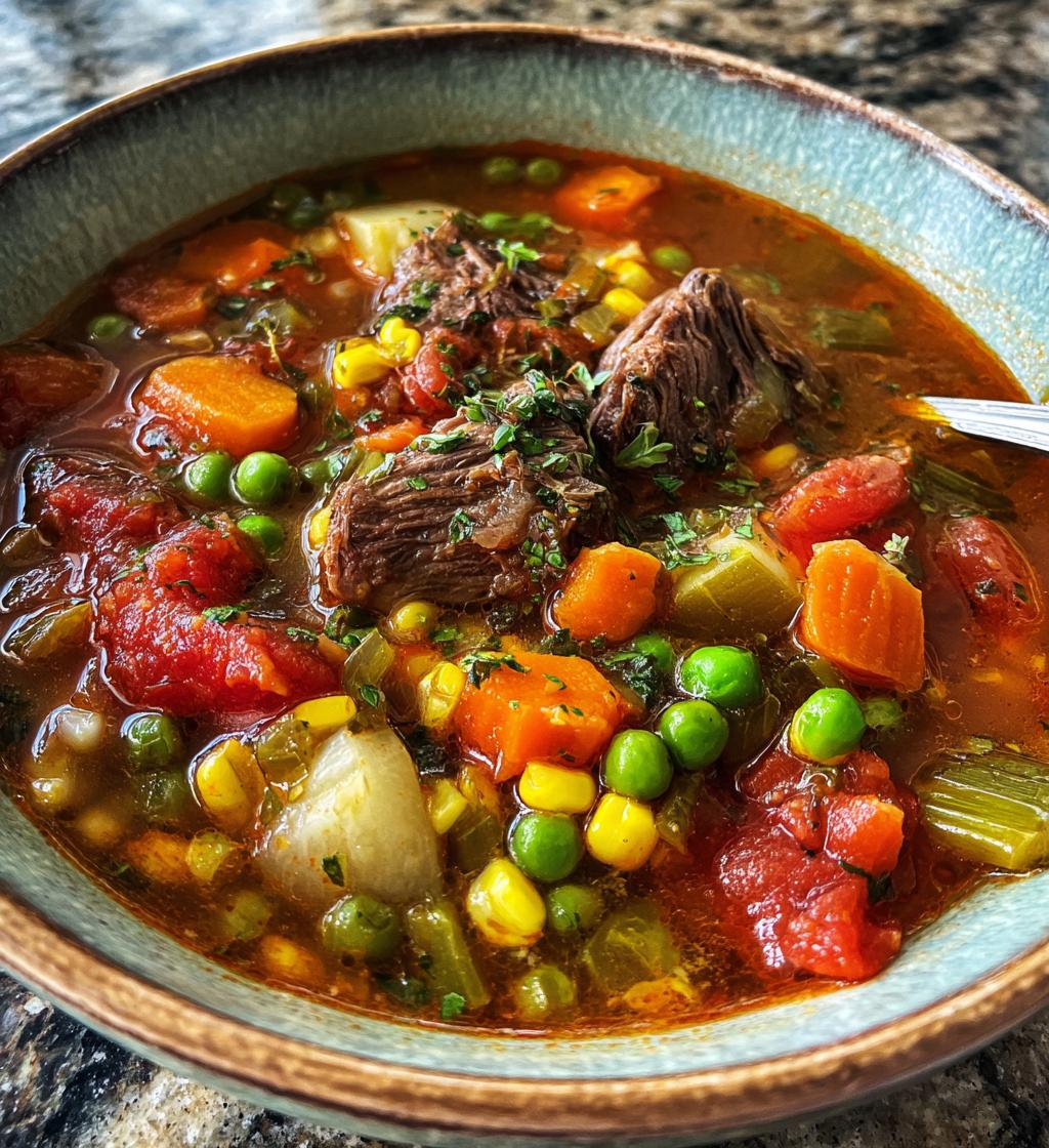 vegetable beef soup - detail 1
