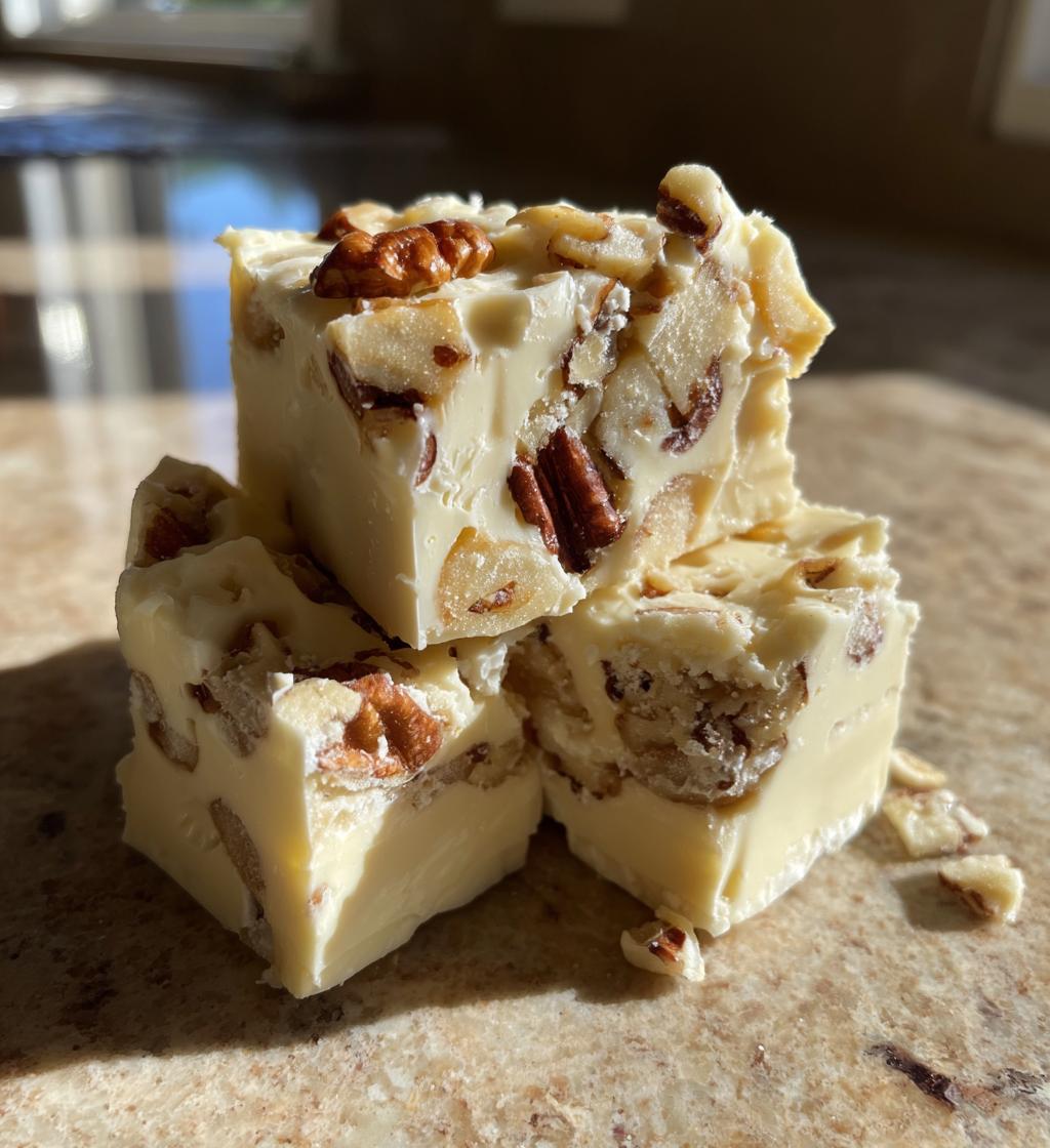 white chocolate caramel pecan fudge