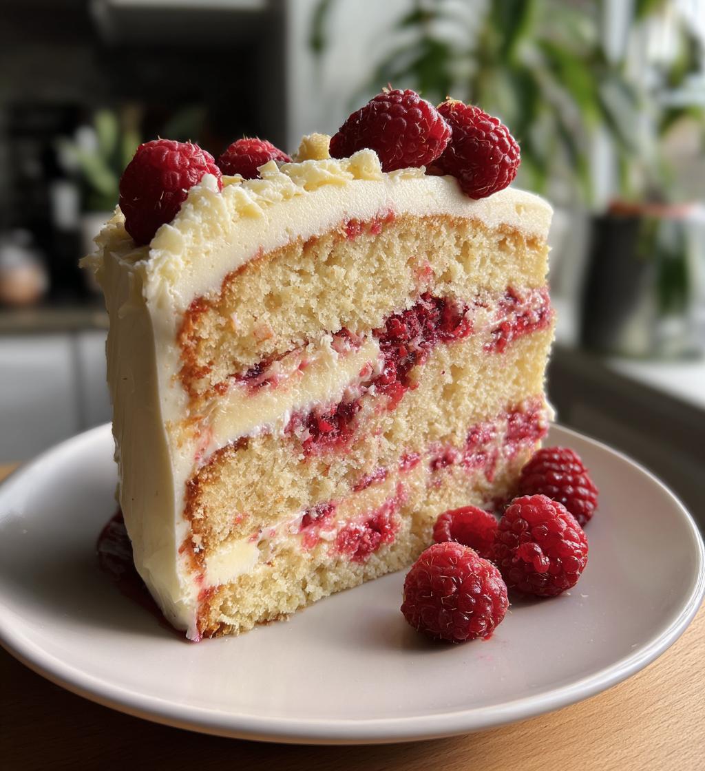 white chocolate raspberry cake - detail 1