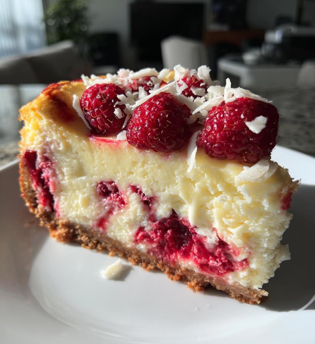 white chocolate raspberry cheesecake - detail 1