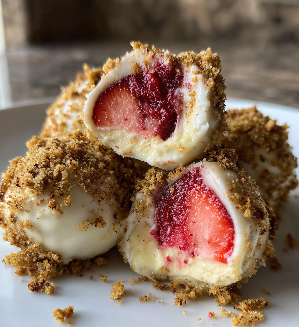 white chocolate strawberry truffles - detail 1