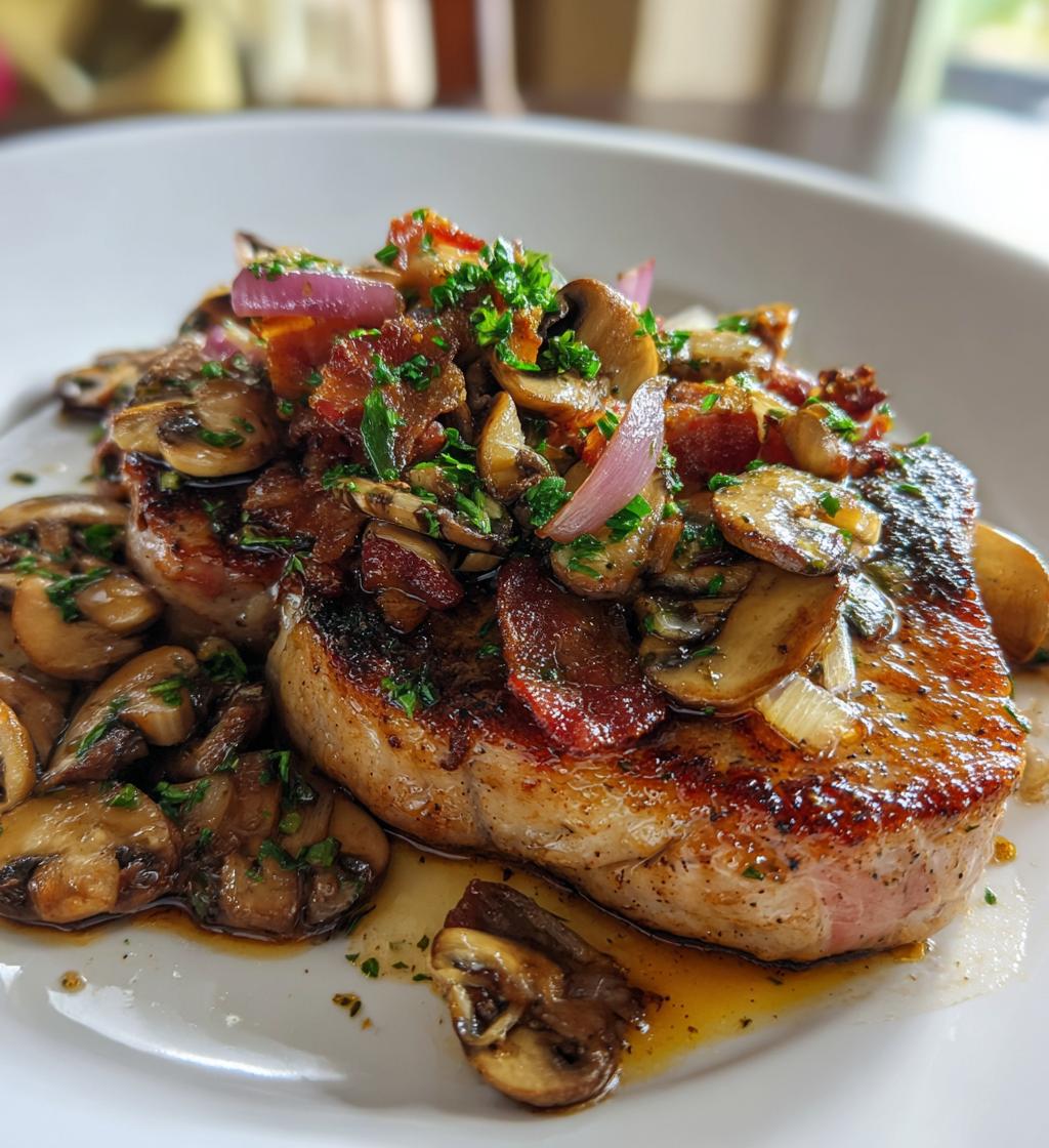 bacon mushroom pork chops - detail 1