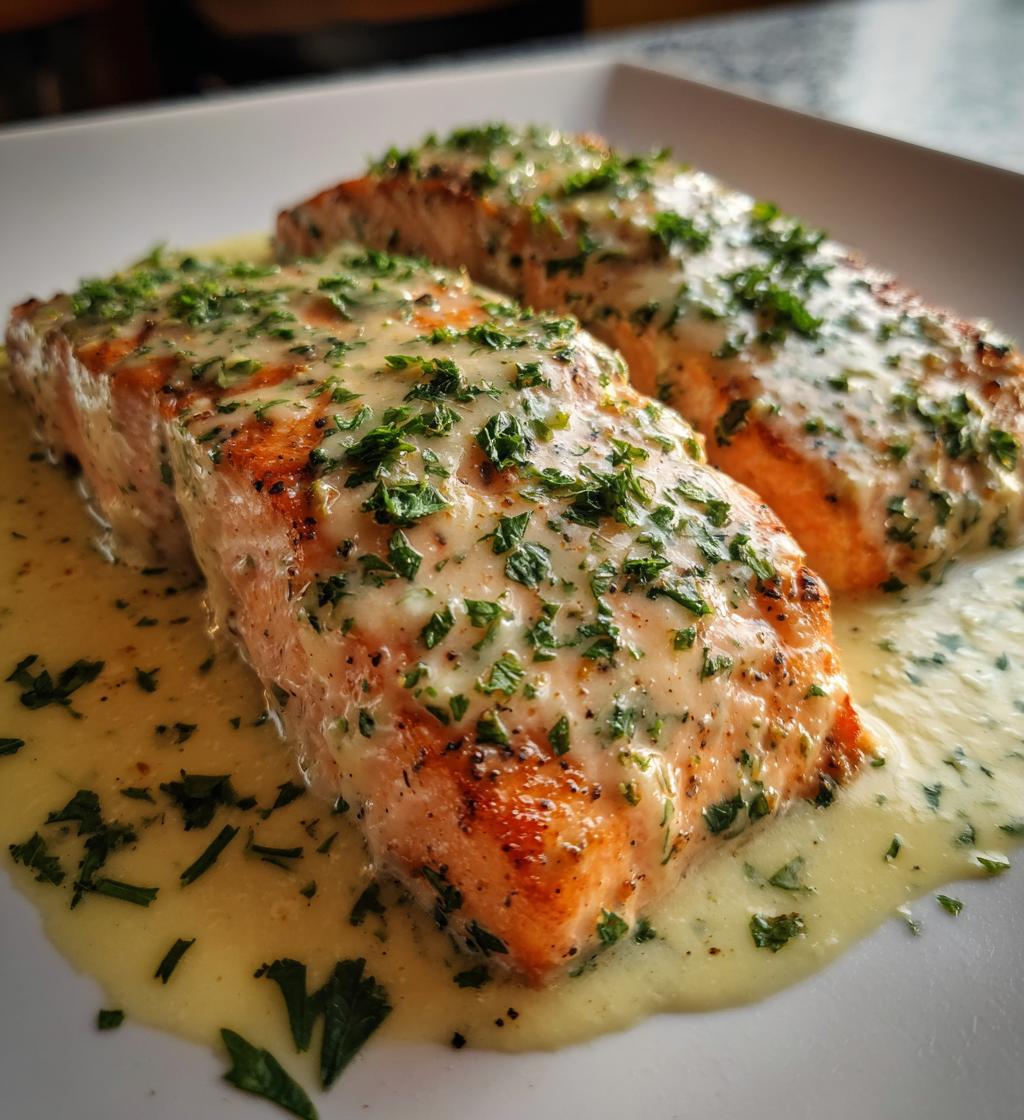 baked salmon with lemon butter cream sauce - detail 1