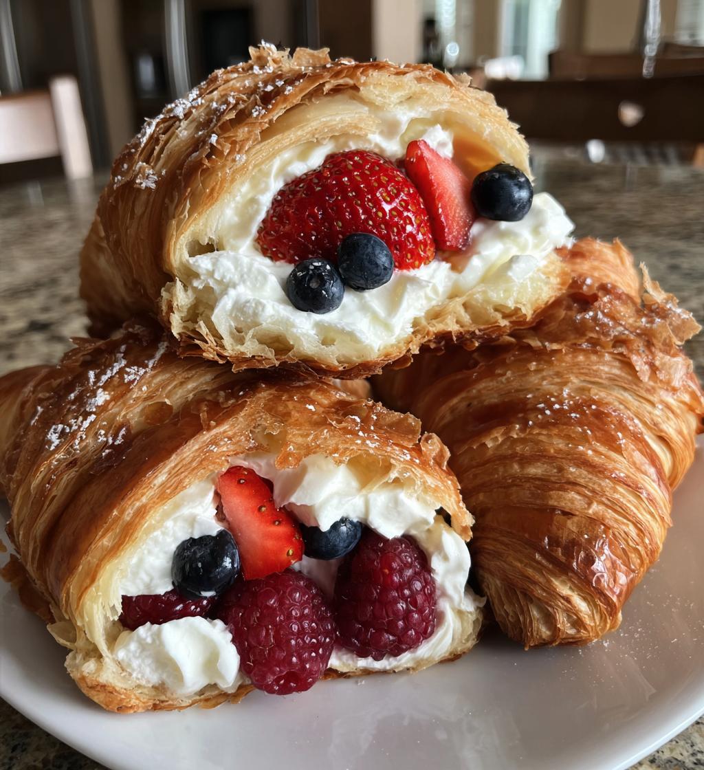 berries and cream filled croissants - detail 1