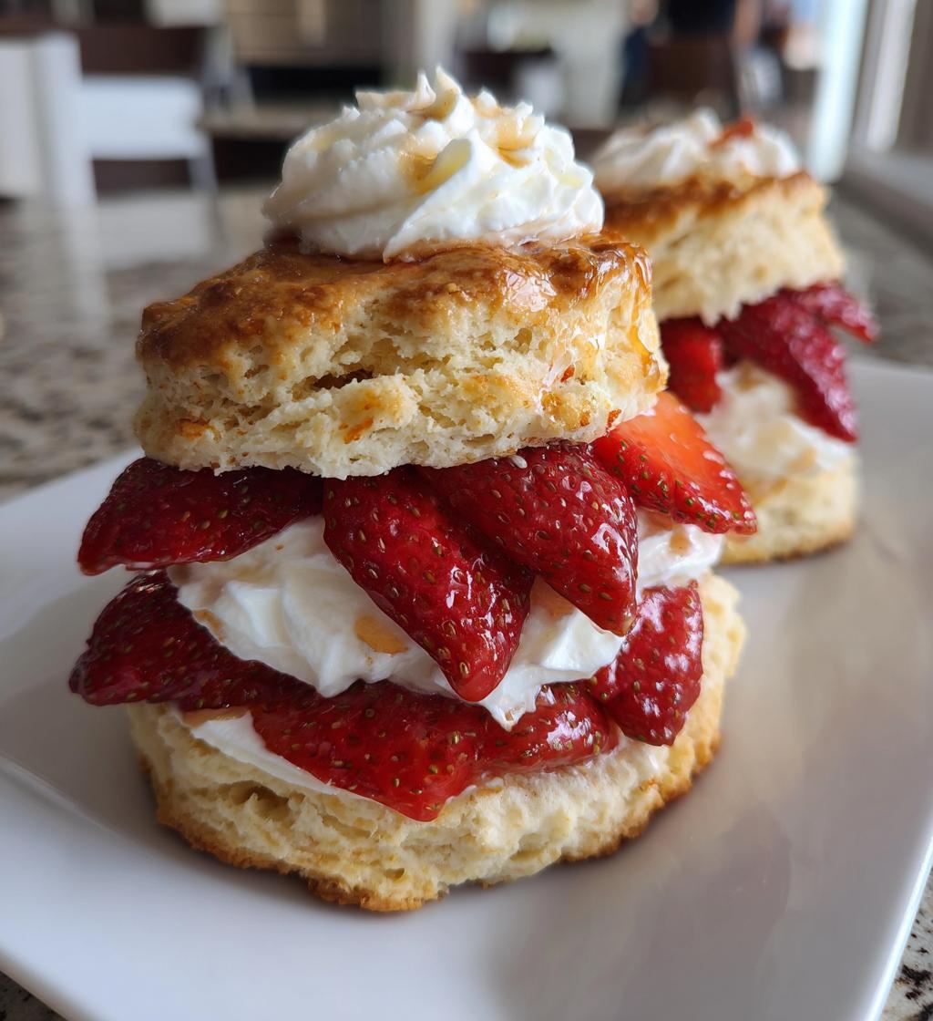 brandied strawberry shortcakes with malted whipped cream