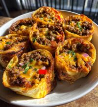 cheesy beefy rolls up