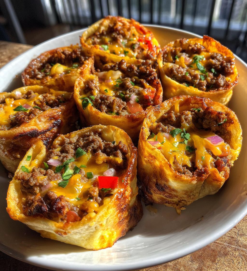 cheesy beefy rolls up