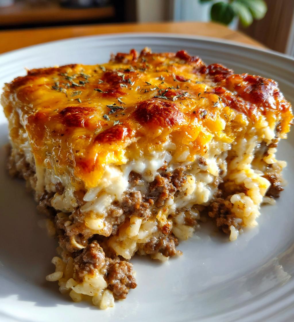 cheesy ground beef and rice casserole - detail 1