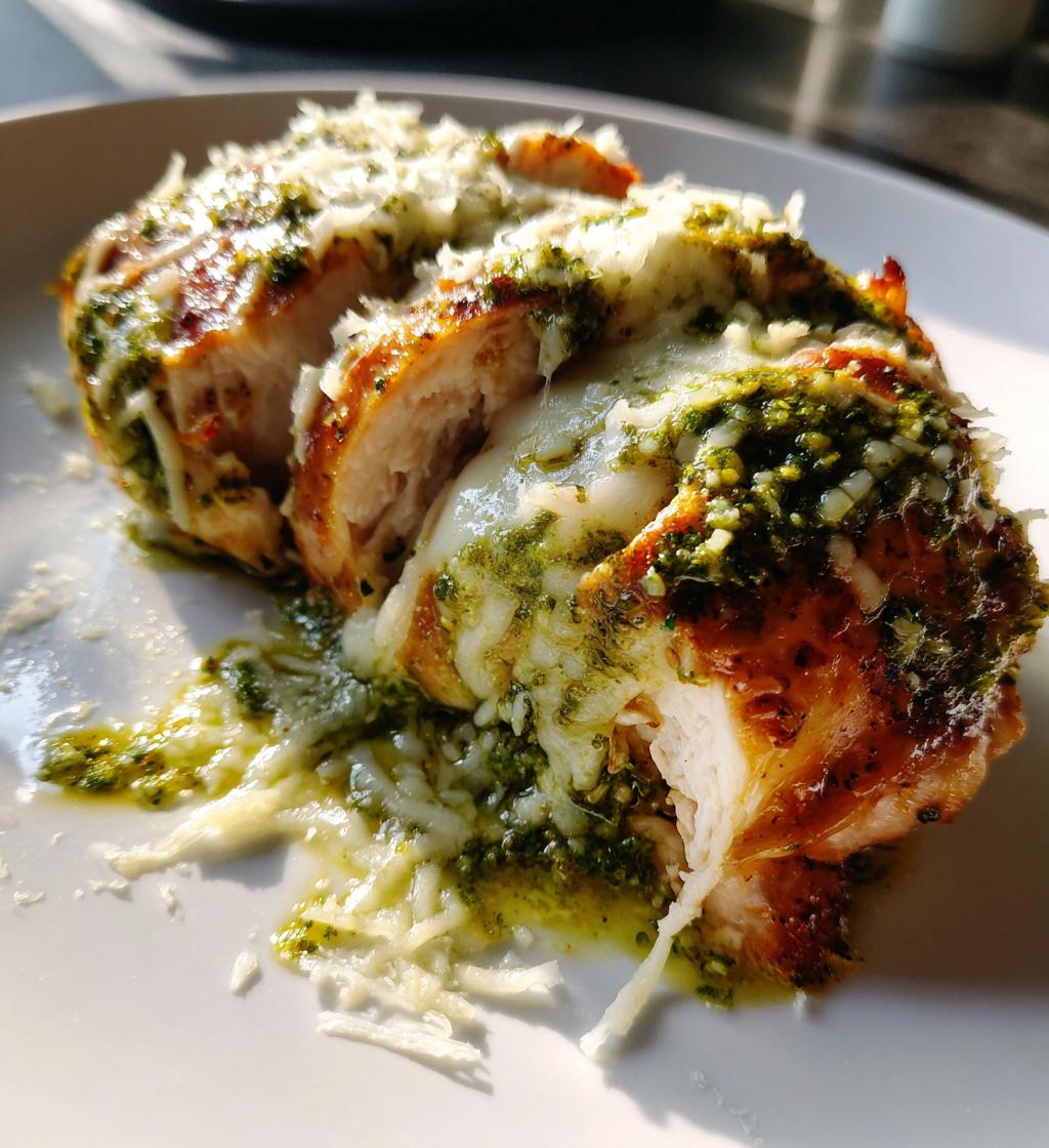 cheesy pesto baked chicken recipe - detail 1