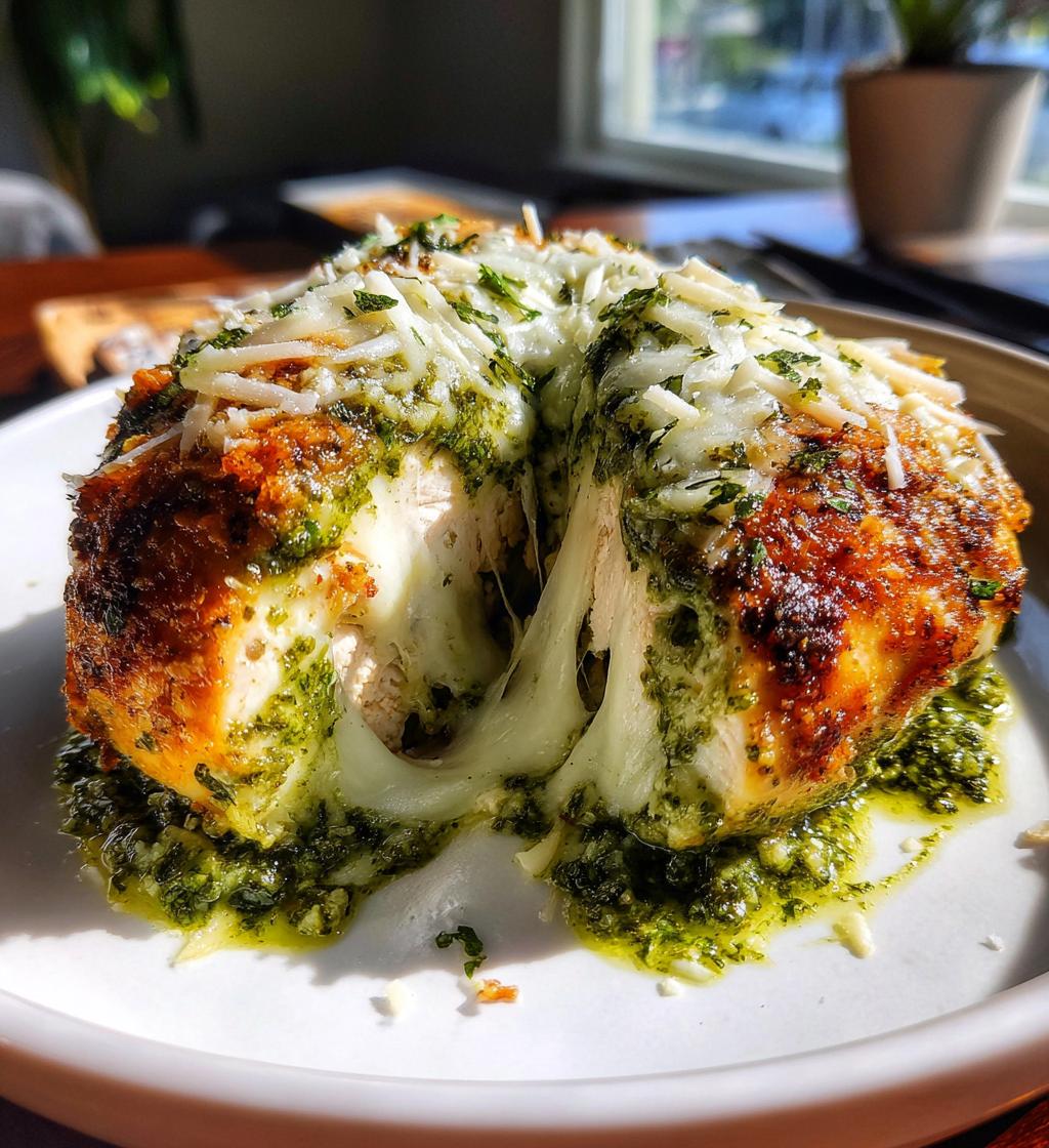 cheesy pesto baked chicken recipe