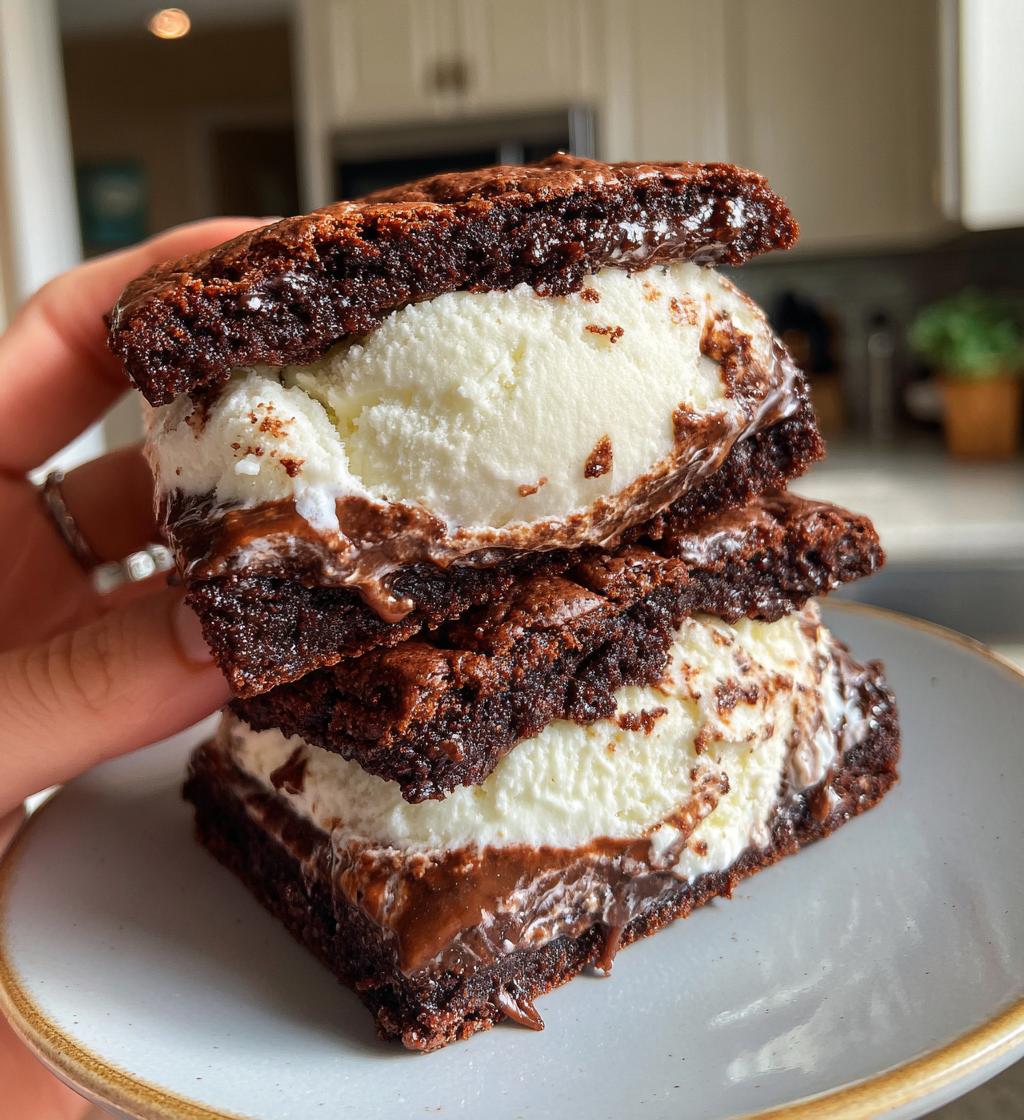 chewy brownie ice cream sandwiches - detail 1