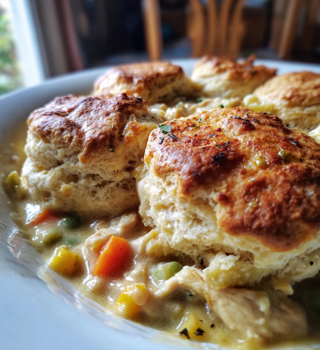 chicken pot pie with biscuits - detail 1