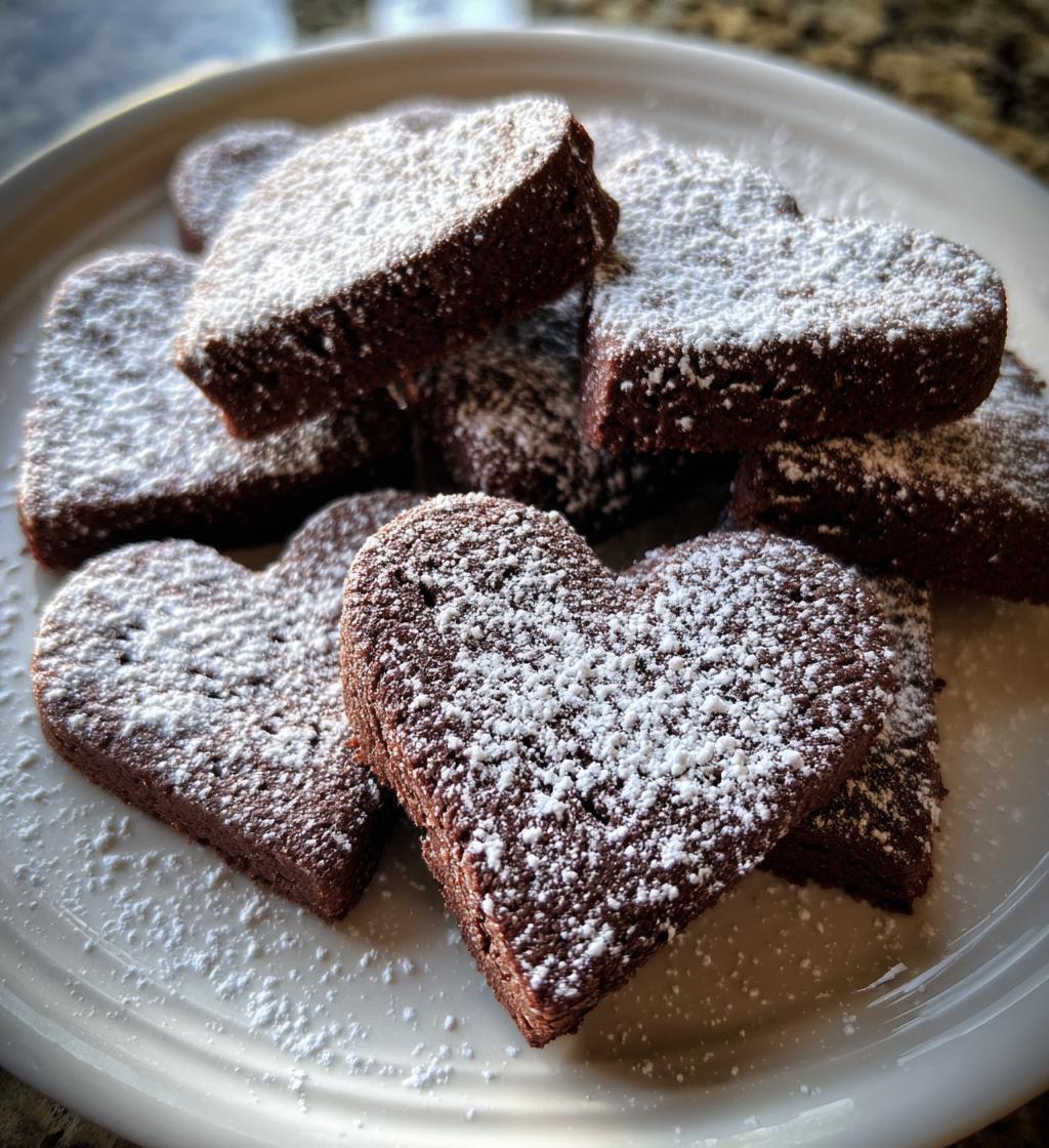 chocolate shortbread heart cookies
