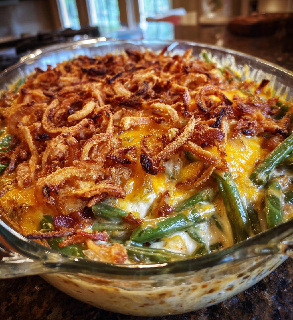 cream cheese and bacon green bean casserole recipe - detail 1