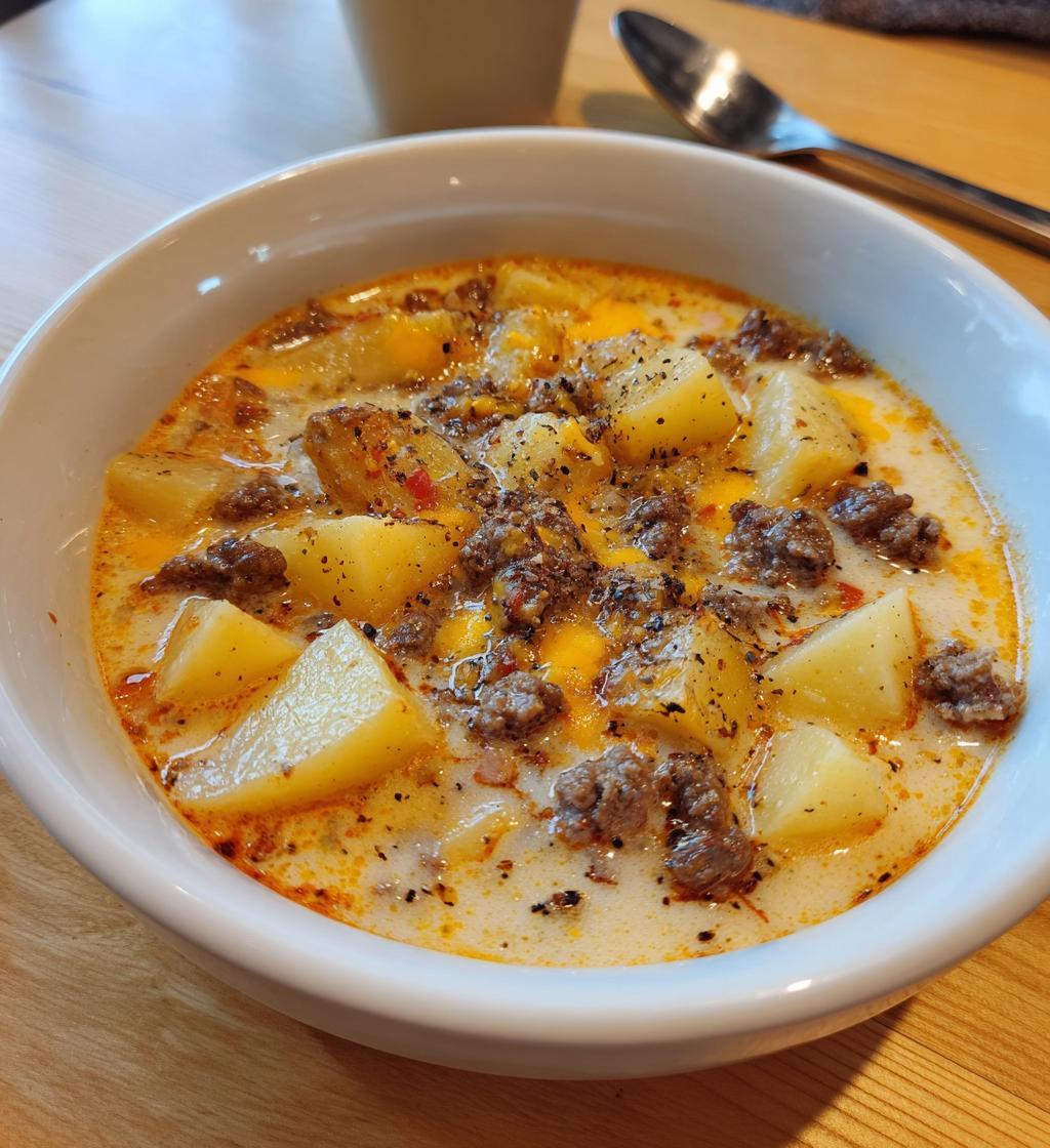 creamy potato hamburger soup recipe - detail 1