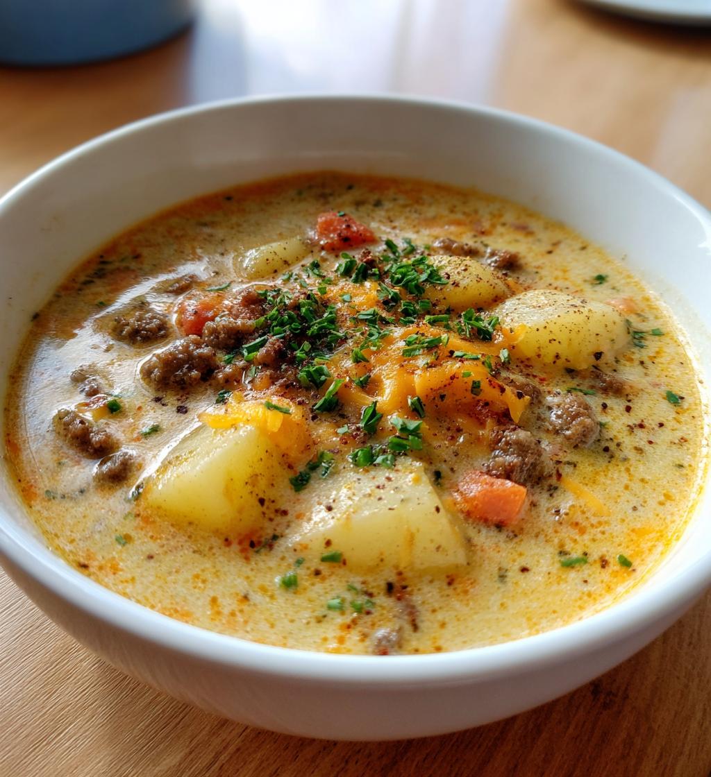 creamy potato hamburger soup recipe