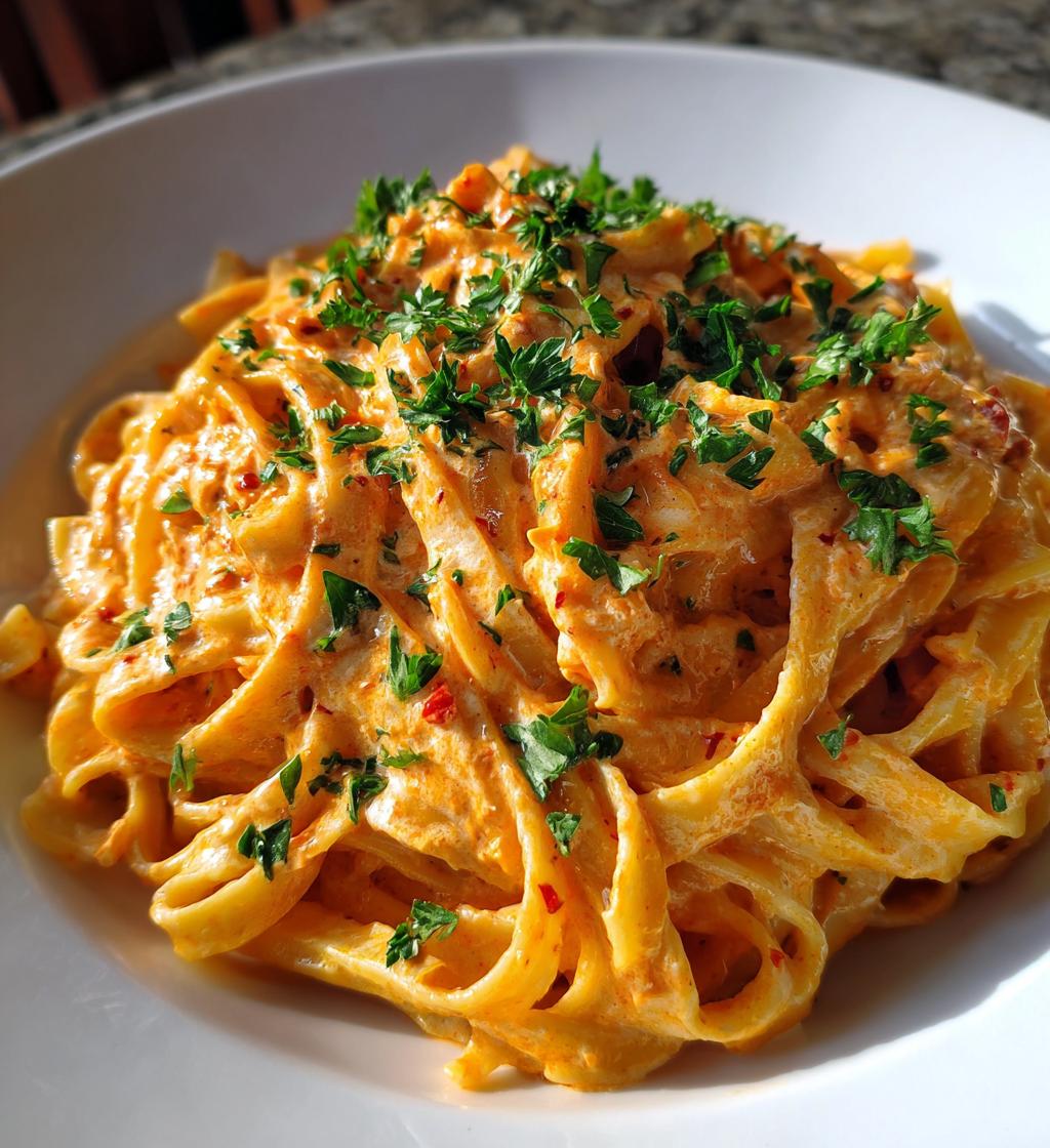 creamy red pepper alfredo pasta