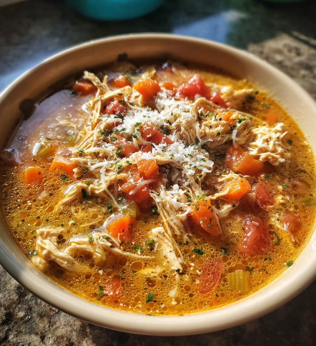 crockpot chicken parmesan soup - detail 1