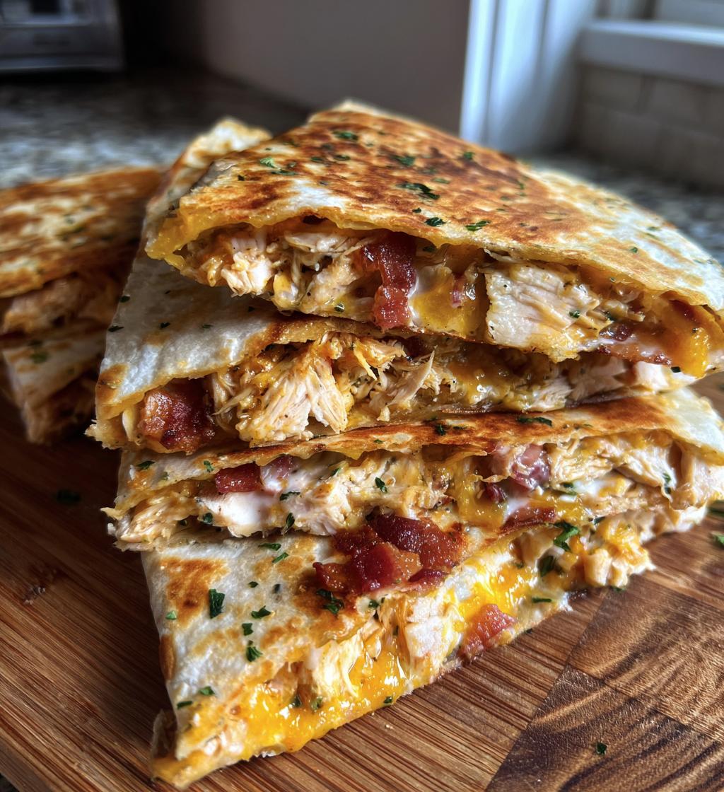 easy cheesy chicken bacon ranch quesadillas - detail 1