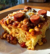 easy chili hot dog casserole