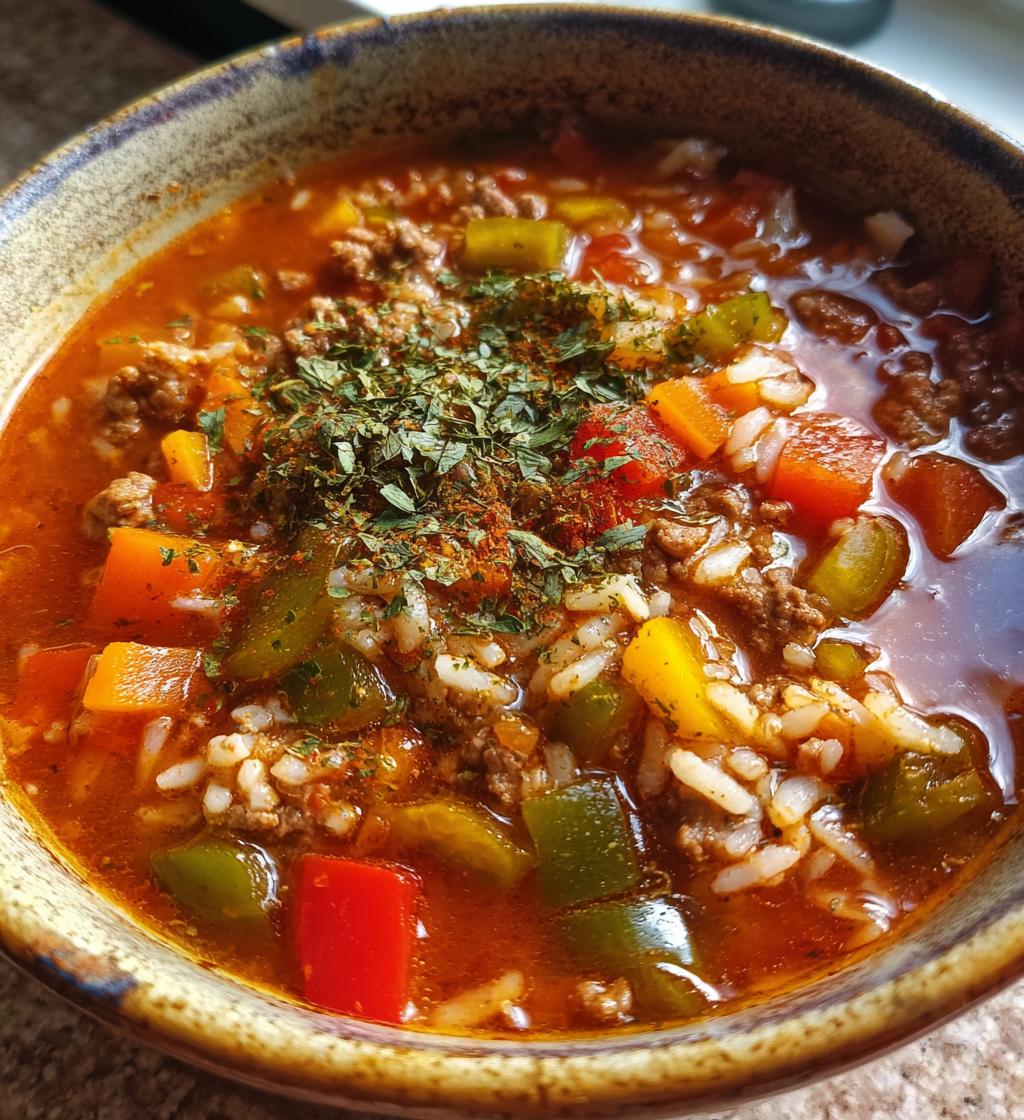 easy stuffed pepper soup - detail 1