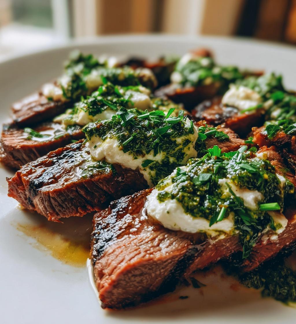 grilled flank steak with burrata pesto recipe - detail 1