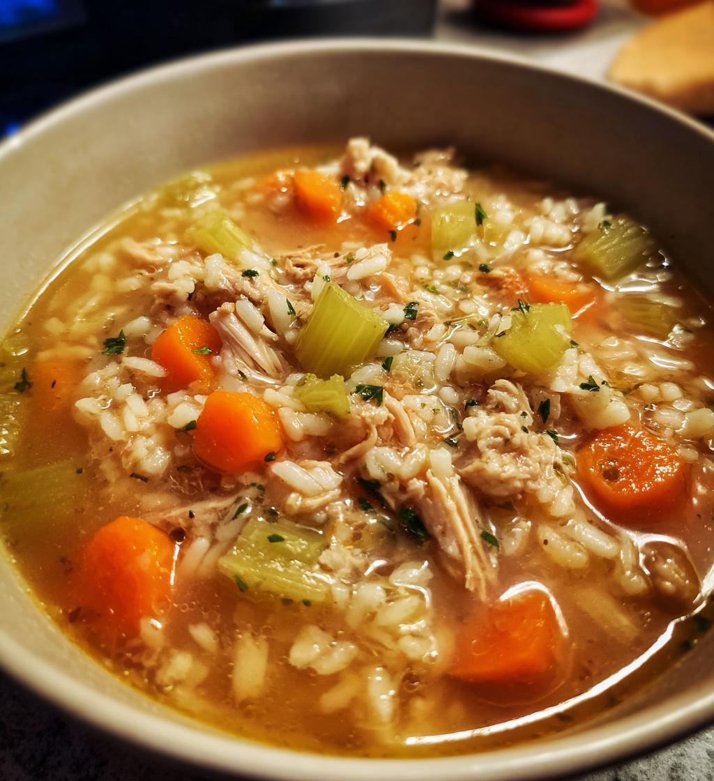ground turkey and rice soup - detail 1