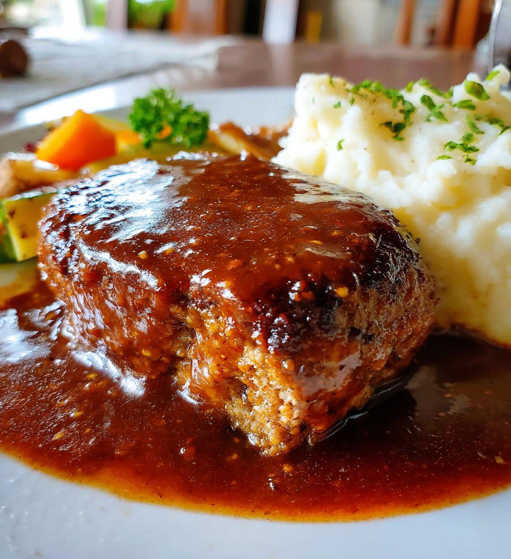hamburger steak and gravy - detail 1