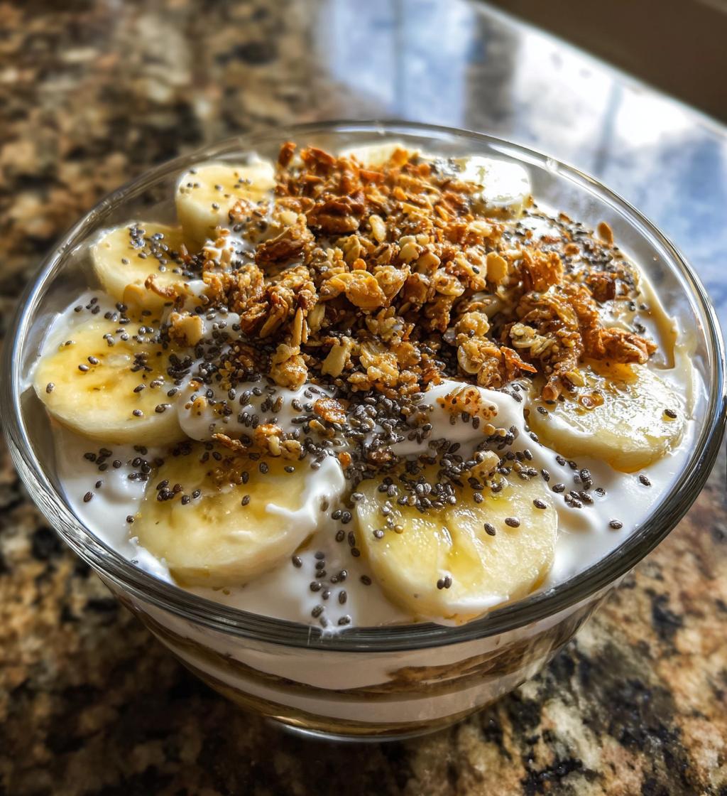 high protein banana pudding greek yogurt bowl - detail 1