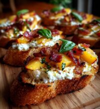 honey ricotta peach crostini with crispy pancetta recipe