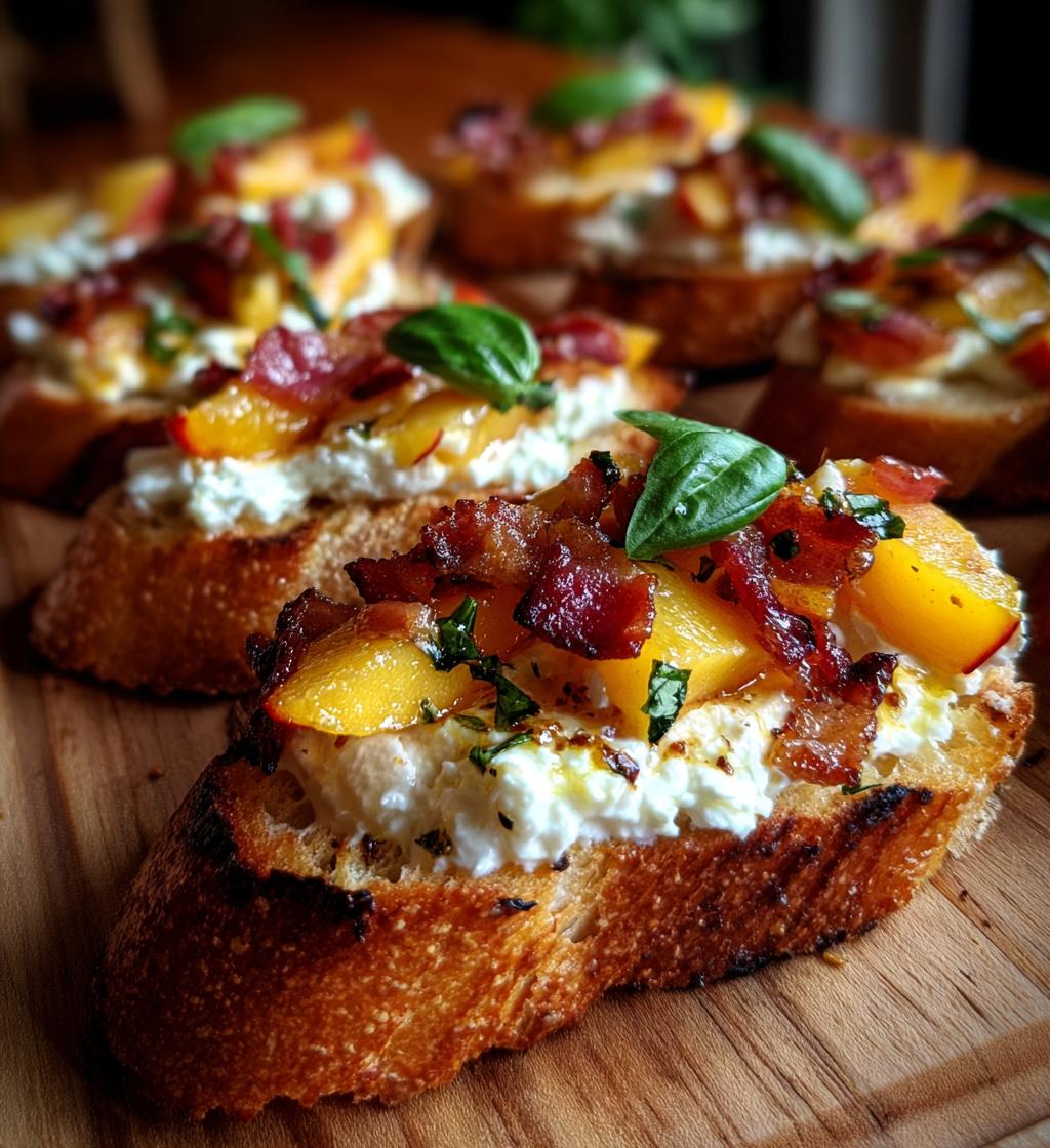 honey ricotta peach crostini with crispy pancetta recipe