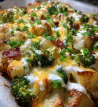 loaded broccoli potato pan