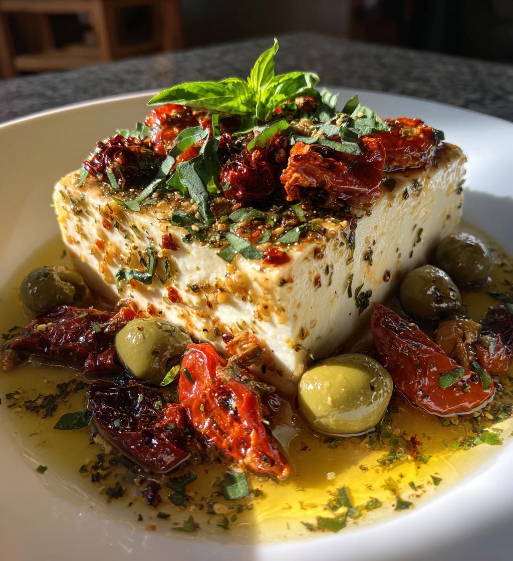 mediterranean with baked feta olives and sun dried tomatoes - detail 1