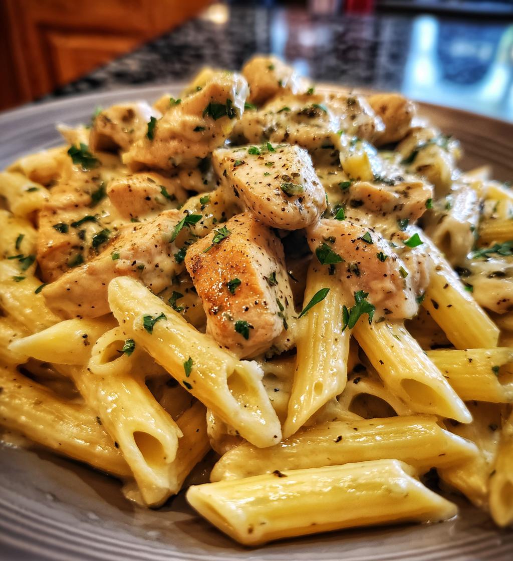 one pot creamy garlic chicken pasta - detail 1