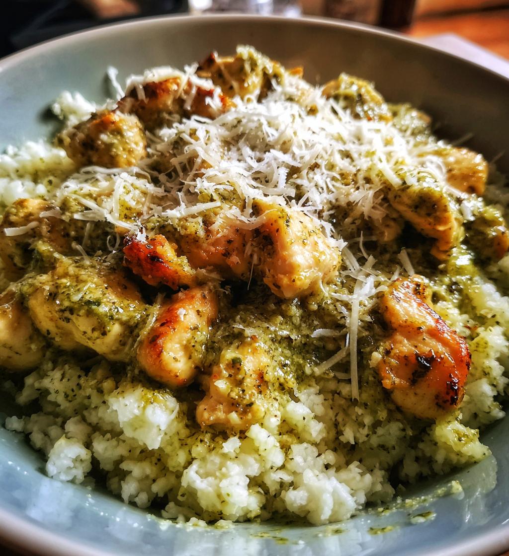 pesto chicken cauliflower rice recipe - detail 1