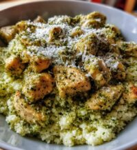 pesto chicken cauliflower rice recipe