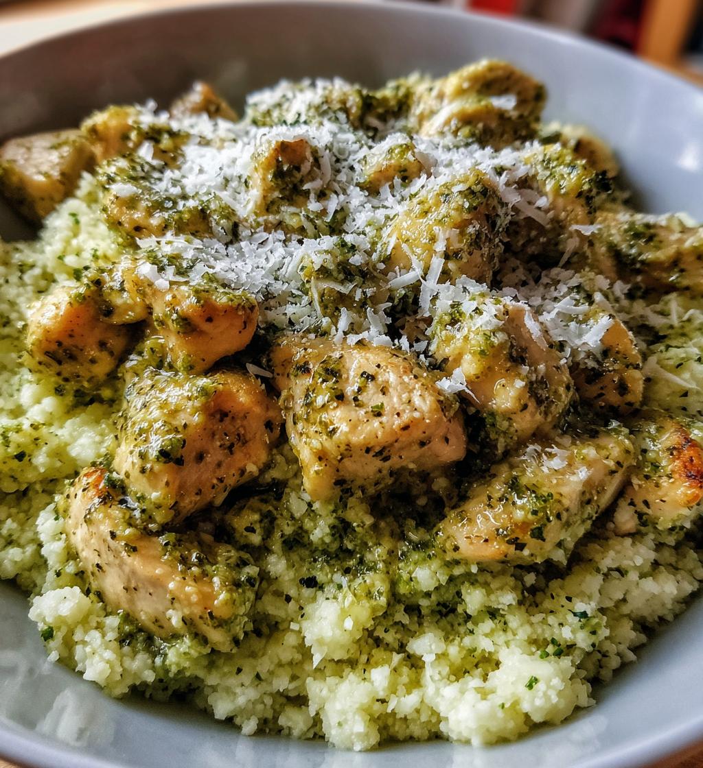 pesto chicken cauliflower rice recipe