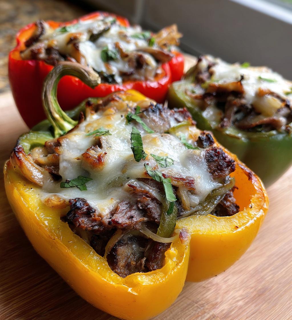 philly cheesesteak stuffed peppers - detail 1