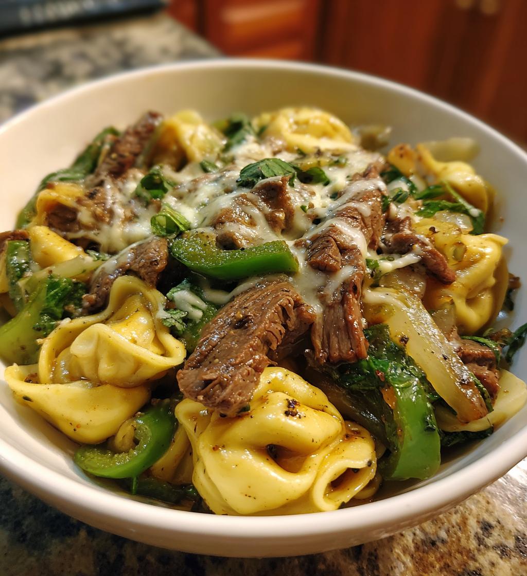 philly cheesesteak tortellini pasta