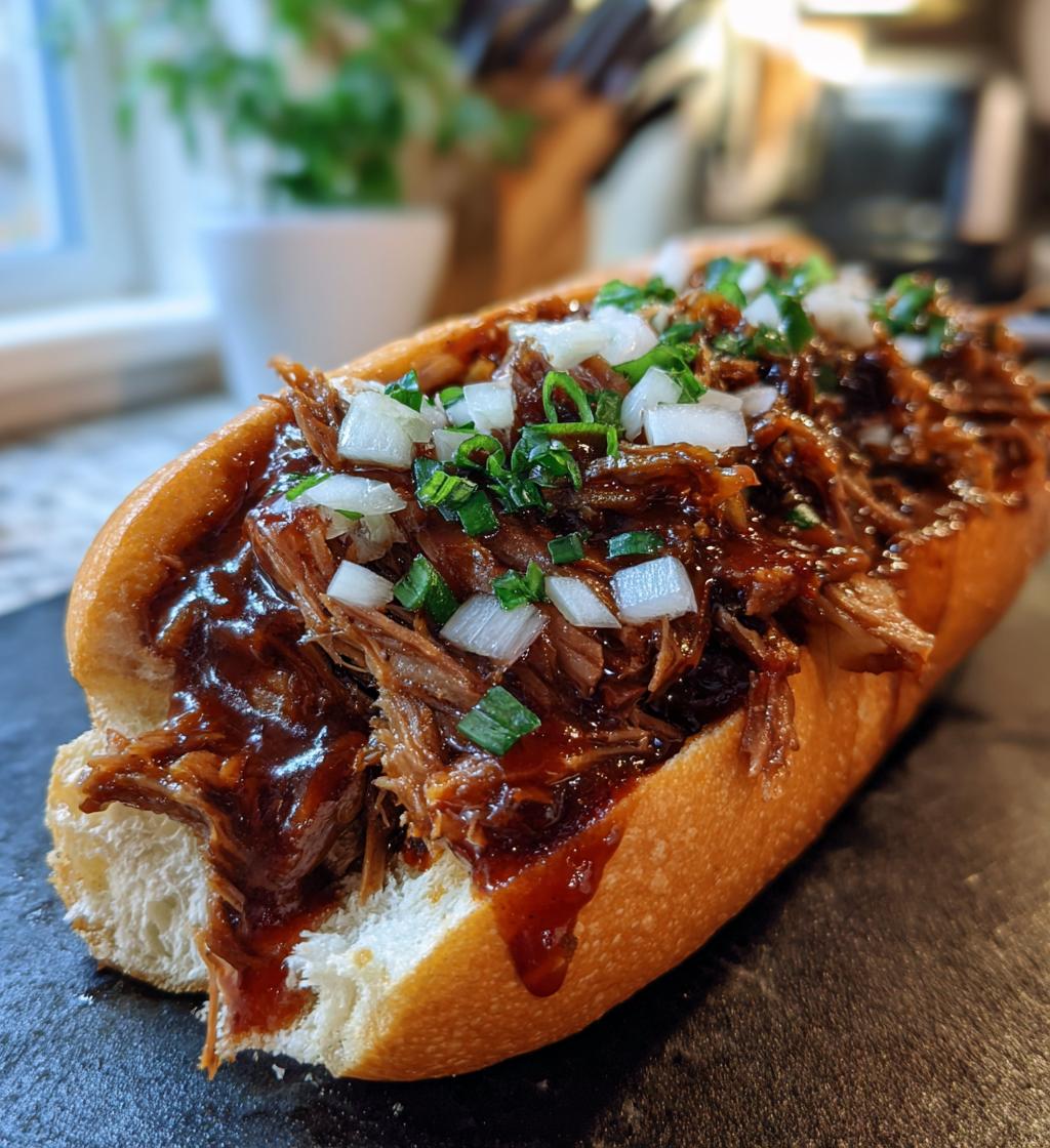 pulled beef sandwich - detail 1