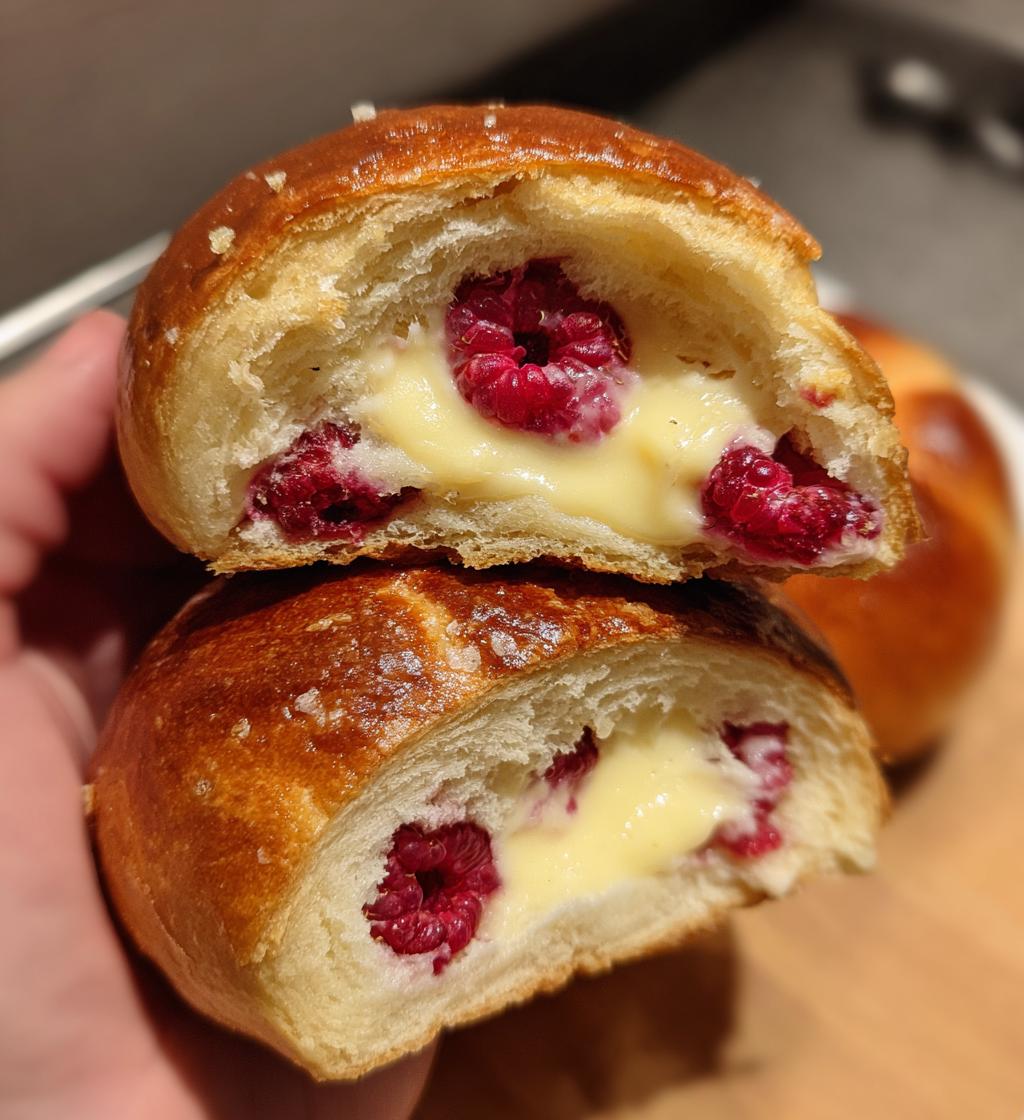 raspberry custard buns - detail 1