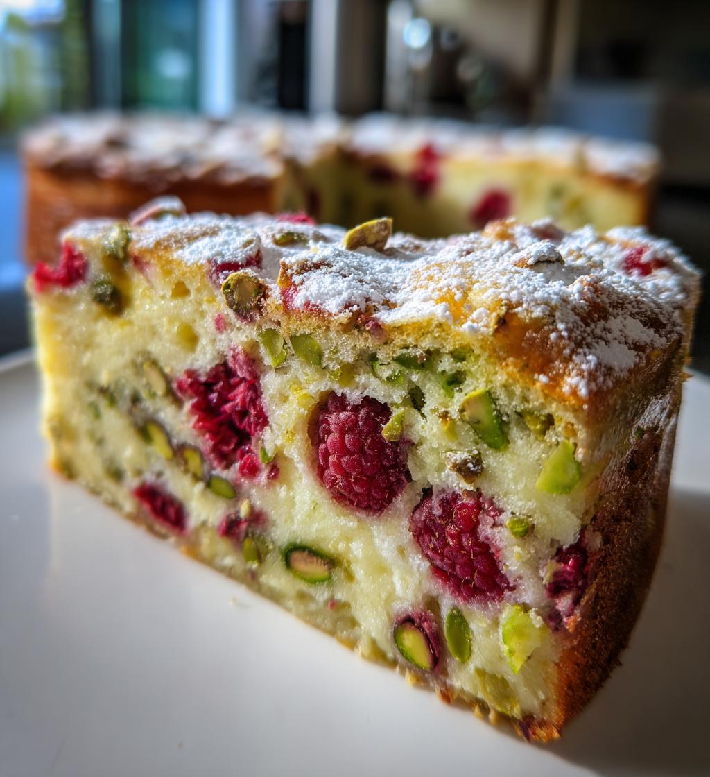 raspberry orange pistachio ricotta cake - detail 1