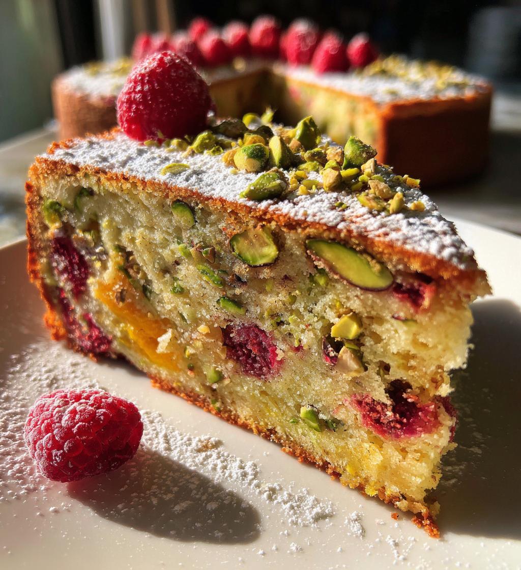 raspberry orange pistachio ricotta cake