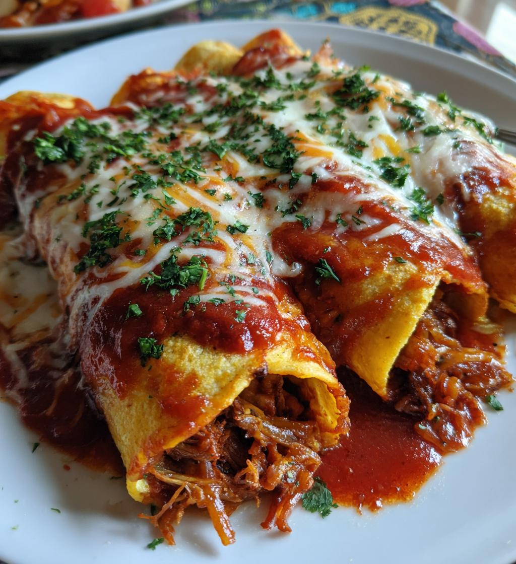 shredded beef enchiladas